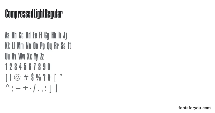 Шрифт CompressedLightRegular – алфавит, цифры, специальные символы