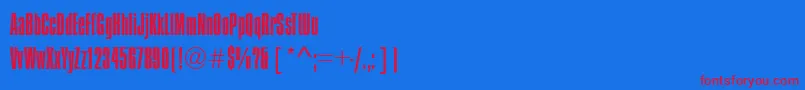 CompressedLightRegular-Schriftart – Rote Schriften auf blauem Hintergrund
