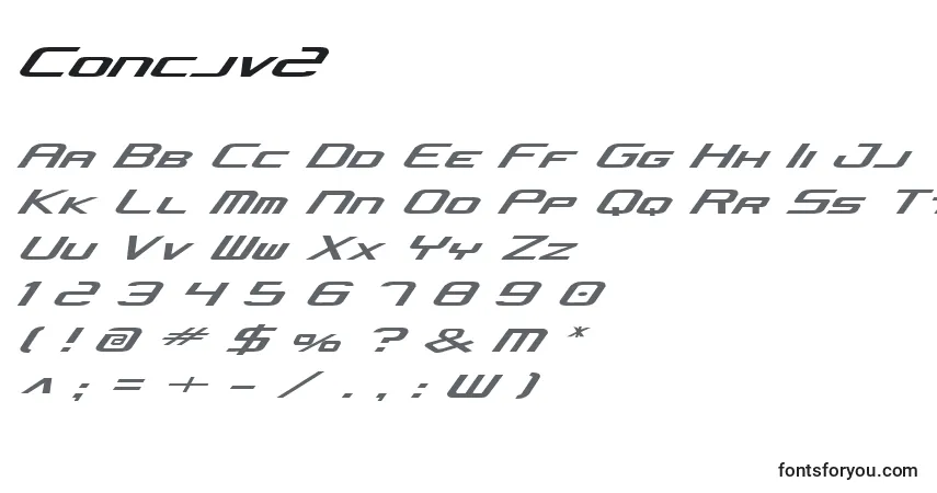 Concjv2-fontti – aakkoset, numerot, erikoismerkit