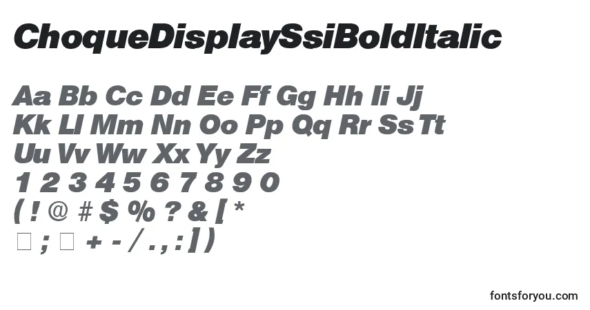 Schriftart ChoqueDisplaySsiBoldItalic – Alphabet, Zahlen, spezielle Symbole