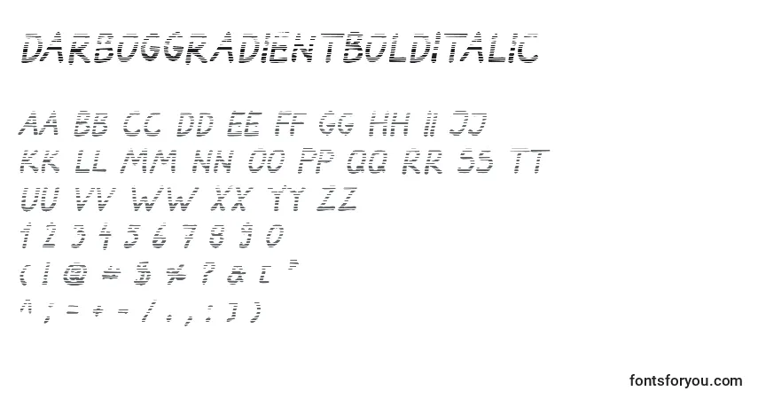 Шрифт DarbogGradientBoldItalic – алфавит, цифры, специальные символы