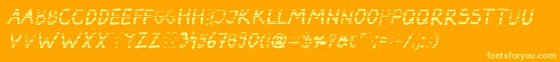 DarbogGradientBoldItalic-Schriftart – Gelbe Schriften auf orangefarbenem Hintergrund