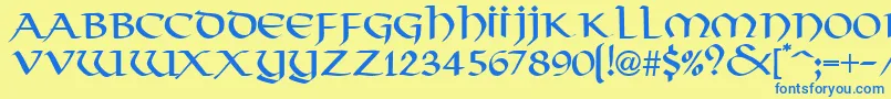 ThongRegularDb Font – Blue Fonts on Yellow Background