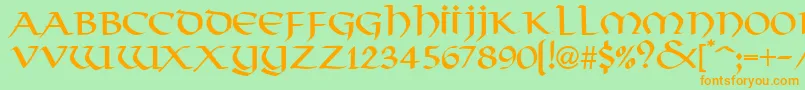 ThongRegularDb-Schriftart – Orangefarbene Schriften auf grünem Hintergrund