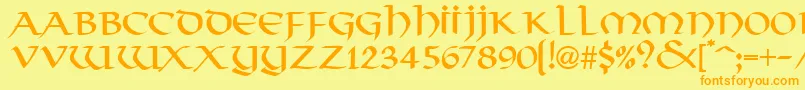 ThongRegularDb-Schriftart – Orangefarbene Schriften auf gelbem Hintergrund