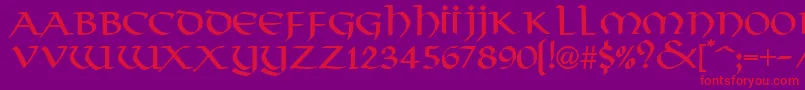 フォントThongRegularDb – 紫の背景に赤い文字