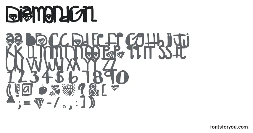 Schriftart DiamondGirl – Alphabet, Zahlen, spezielle Symbole