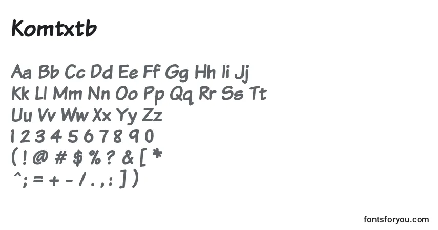 A fonte Komtxtb – alfabeto, números, caracteres especiais