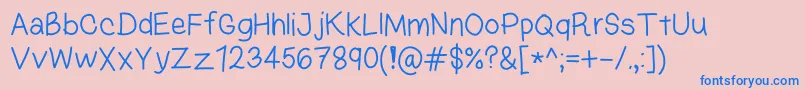 Weitere Informationen zur KasukiHandLight-Schriftart KasukiHandLight-Schriftart – Blaue Schriften auf rosa Hintergrund