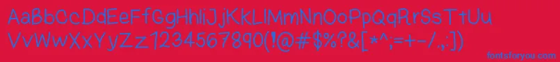 KasukiHandLight Font – Blue Fonts on Red Background