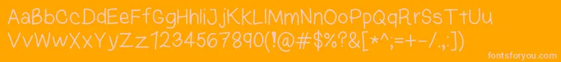 KasukiHandLight-fontti – vaaleanpunaiset fontit oranssilla taustalla