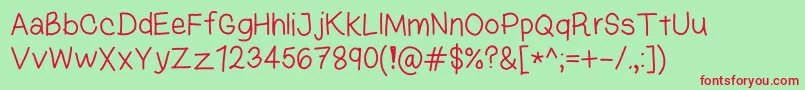 KasukiHandLight Font – Red Fonts on Green Background