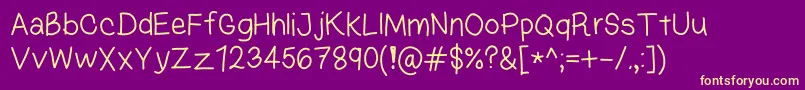 KasukiHandLight Font – Yellow Fonts on Purple Background