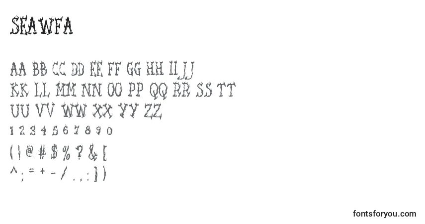 A fonte Seawfa – alfabeto, números, caracteres especiais