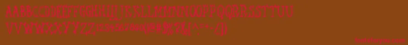 フォントSeawfa – 赤い文字が茶色の背景にあります。