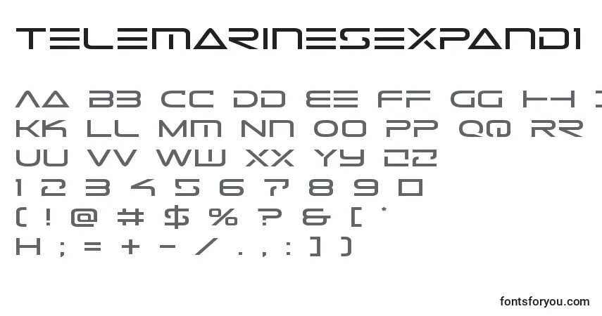 Шрифт Telemarinesexpand1 – алфавит, цифры, специальные символы