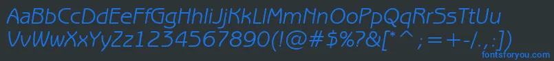 BenguiatGothicBookItalicBt Font – Blue Fonts on Black Background