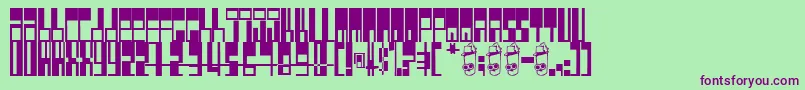 フォントPimpbot5 – 緑の背景に紫のフォント