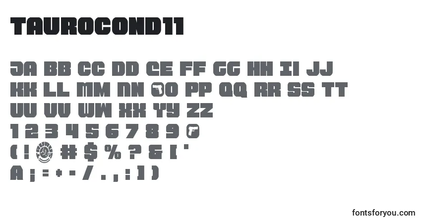Taurocond11フォント–アルファベット、数字、特殊文字