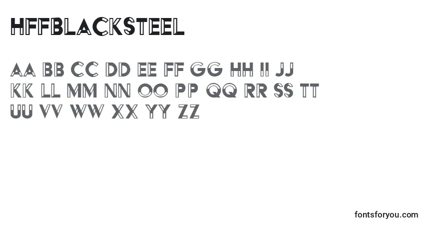 A fonte HffBlackSteel (108089) – alfabeto, números, caracteres especiais