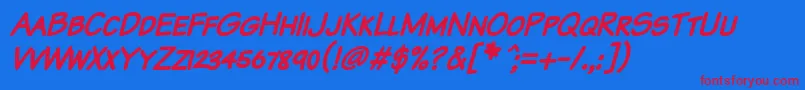 Komtxkbi Font – Red Fonts on Blue Background