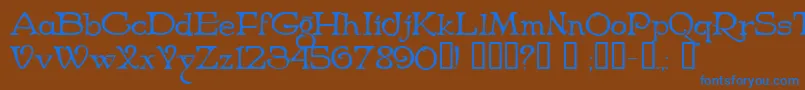 NiederwaldCyr Font – Blue Fonts on Brown Background