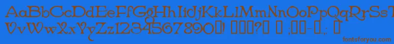 NiederwaldCyr Font – Brown Fonts on Blue Background