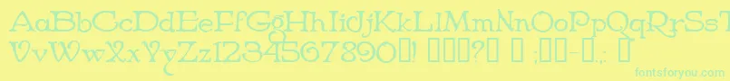 NiederwaldCyr Font – Green Fonts on Yellow Background