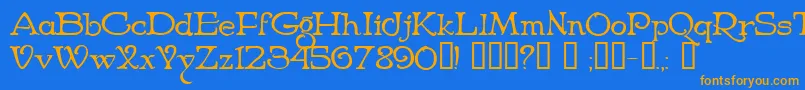 NiederwaldCyr Font – Orange Fonts on Blue Background