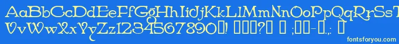 NiederwaldCyr Font – Yellow Fonts on Blue Background