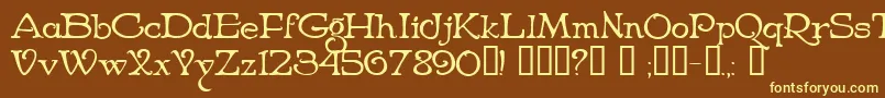 NiederwaldCyr Font – Yellow Fonts on Brown Background