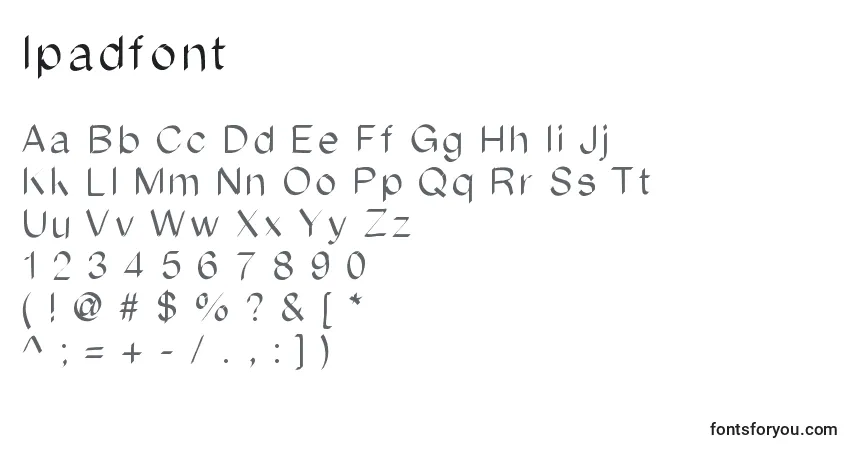 Fuente Ipadfont - alfabeto, números, caracteres especiales