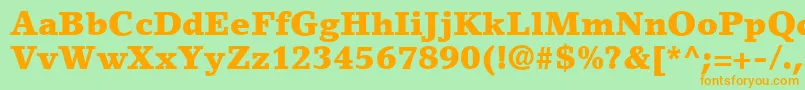 LinoLetterLtBlack-Schriftart – Orangefarbene Schriften auf grünem Hintergrund