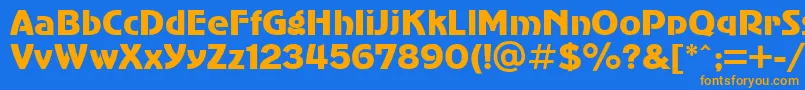 フォントSanasoftSub.Kz – オレンジ色の文字が青い背景にあります。