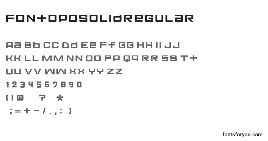A fonte FontoposolidRegular – alfabeto, números, caracteres especiais