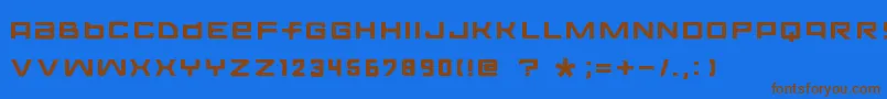 フォントFontoposolidRegular – 茶色の文字が青い背景にあります。