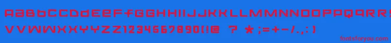 Czcionka FontoposolidRegular – czerwone czcionki na niebieskim tle