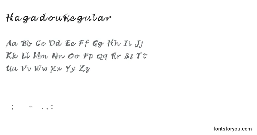 Schriftart HagadouRegular – Alphabet, Zahlen, spezielle Symbole