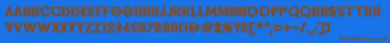 SanasoftInsetD.Kz-Schriftart – Braune Schriften auf blauem Hintergrund