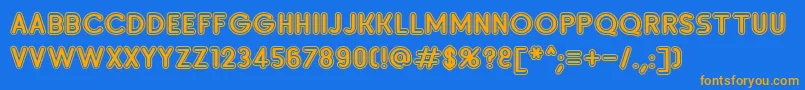 フォントSanasoftInsetD.Kz – オレンジ色の文字が青い背景にあります。