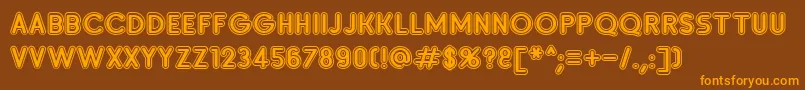 SanasoftInsetD.Kz-Schriftart – Orangefarbene Schriften auf braunem Hintergrund