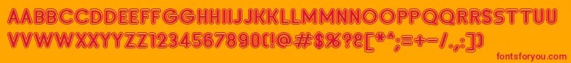 SanasoftInsetD.Kz-Schriftart – Rote Schriften auf orangefarbenem Hintergrund