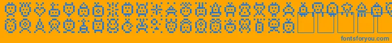 フォントSpacyStuff – オレンジの背景に青い文字