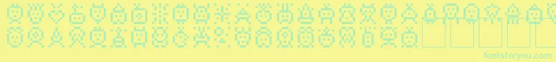 SpacyStuff-fontti – vihreät fontit keltaisella taustalla