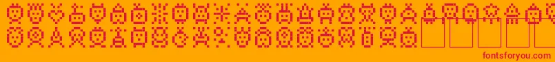 フォントSpacyStuff – オレンジの背景に赤い文字