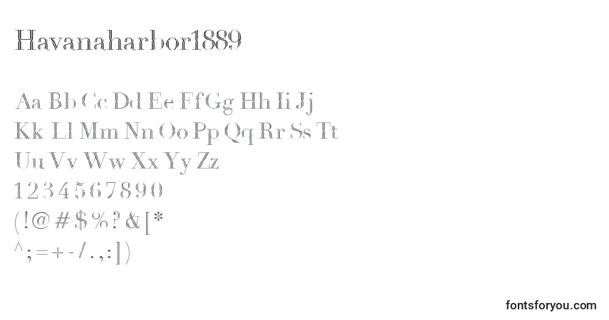 Czcionka Havanaharbor1889 – alfabet, cyfry, specjalne znaki