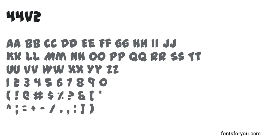 A fonte 44v2 – alfabeto, números, caracteres especiais