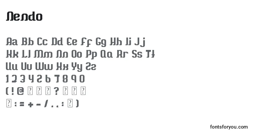 Schriftart Nendo – Alphabet, Zahlen, spezielle Symbole