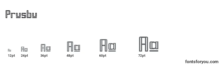 Размеры шрифта Prusbu