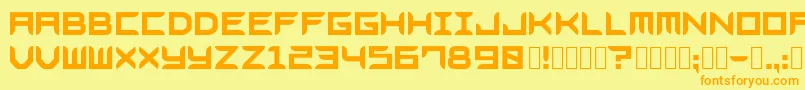 フォントBladesgffree – オレンジの文字が黄色の背景にあります。